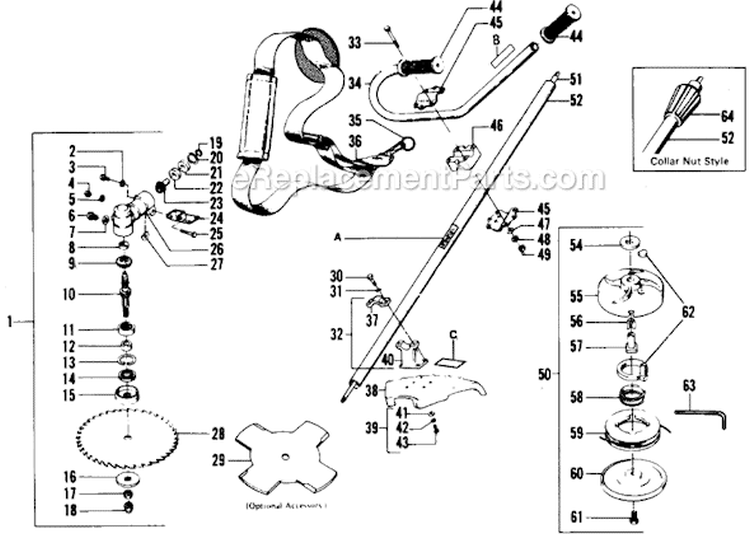 Page B Diagram and Parts List for XR-95  Weed Eater Trimmer
